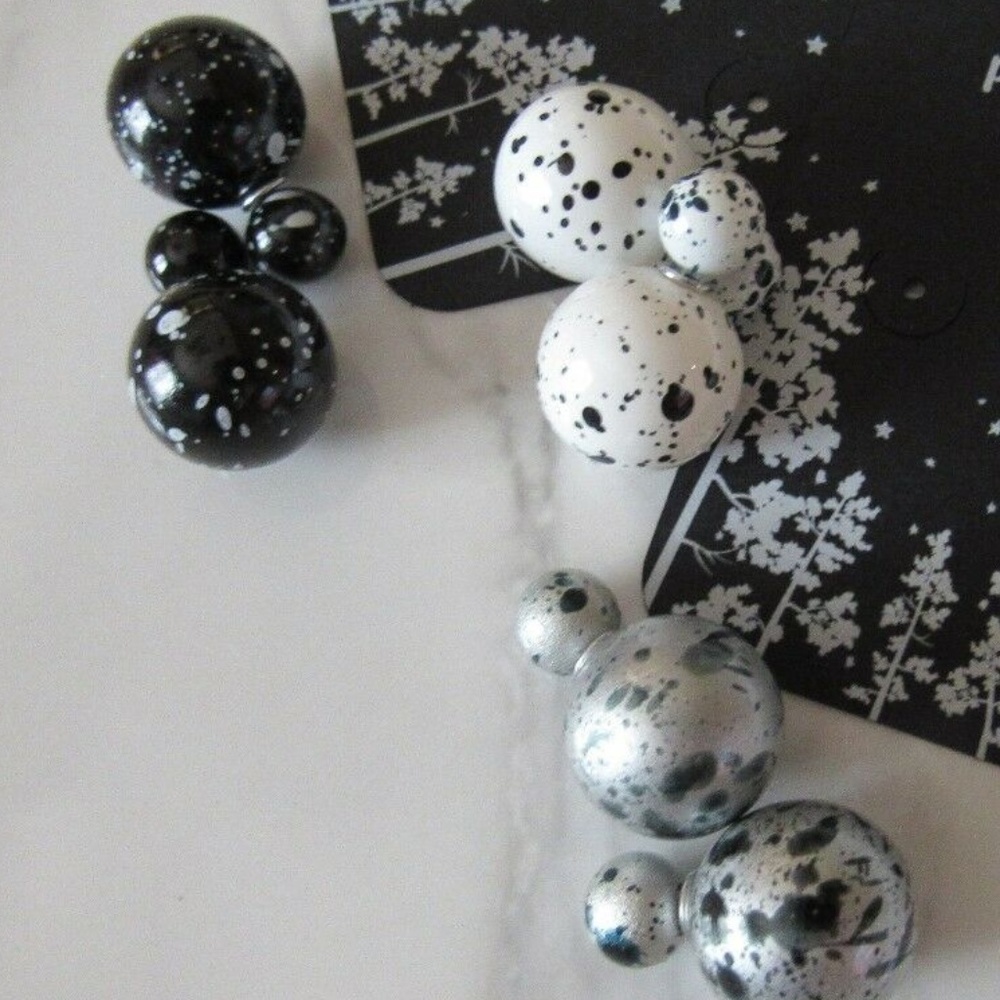 3 Speckled Double Sided Front Back Stud Earrings - Picture 6 of 8